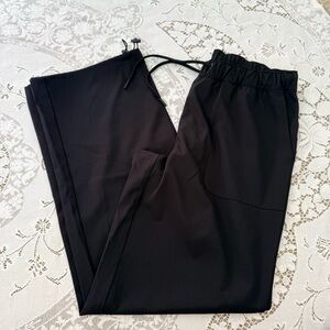 Vively Black High Rise Wide leg Drawstring Athleisure Pants size small